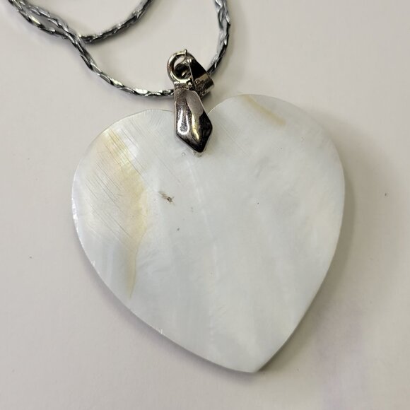 Mens Heart Shape Pendant Chain Genuine Abalone Pendant Necklace - Picture 4 of 10